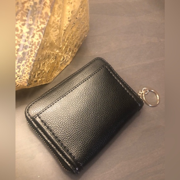 NWT rare Kate Spade NY black key chain 100% leather zipper wallet. - Picture 7 of 9